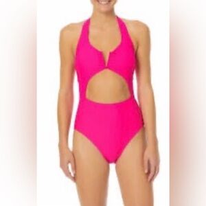 NWT | Neon Pink Cutout One-Piece Swimsuit, Size XL